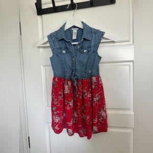 Guess Denim and Red Floral Casual Dress